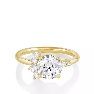 Okrągły pierścionek zaręczynowy z diamentem 14K Solid Gold prawdziwe diamentowe pierścionki dla kobiet zaręczynowych