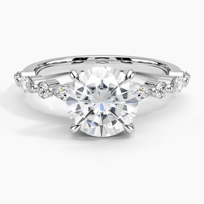 Biżuteria ślubna 14K/18K białe solidne złoto Prawdziwe VVS Diamond Round Brilliant Cut Moissanite Ring
