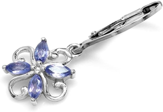 0,5 Carat Branch Flower Design JewelersClub Tanzanit Pierścień Srebrny pierścionek Biżuteria z akcentem białego diamentu