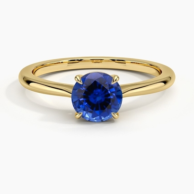 Zestaw pierścionków Sapphire Elle Solitaire z 6-milimetrowymi niebieskimi okrągłymi szafirami premium