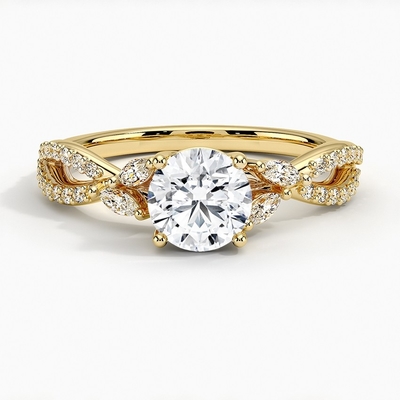 Diamentowy pierścionek zaręczynowy Luxe Willow (1/4 ct. Tw.) Z okrągłym diamentem 0,75 karata i 9-karatowym złotem