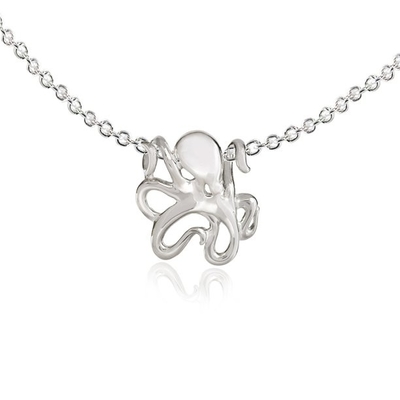 Miniaturowe ośmiornice naszyjniki dla kobiet Sterling Silver-Octopus Biżuteria dla kobiet, Sea Life Biżuteria, Octopus prezenty