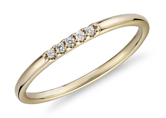 0,05ct 5szt 9K Złoty pierścionek 2MM z naturalnym diamentem do zaręczyn ODM