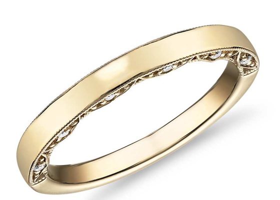 0,12 ct Tiny 14-karatowa biżuteria z żółtego złota, obrączki ślubne z żółtego złota z diamentem EX Cut ODM