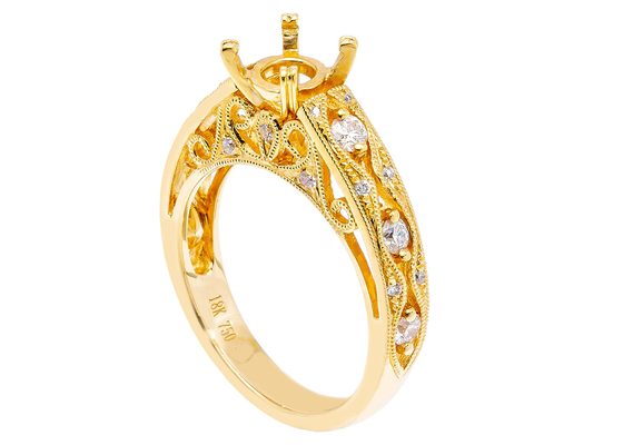 6 szt. 0.07ct Diamentowy pierścionek z półmocowanym biżuterią 18-karatowy materiał z żółtego złota