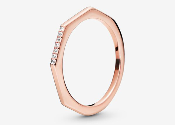Wieloaspektowy kliker w kolorze różowego złota, pierścionki zaręczynowe z prawdziwym diamentem o wymiarach 1,2 mm × 8 mm