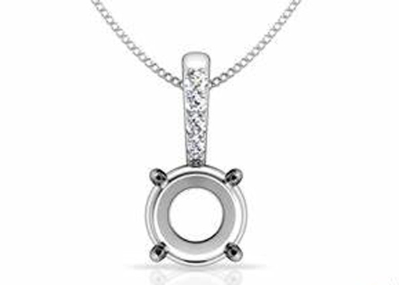 2,3 g Semi Mount Pendant Settings, 18-karatowe białe złoto diamentowe wisiorek 4 szt. 0,1 ct