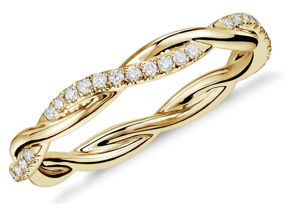 0,44ct Twist Link 14K Yellow Gold Biżuteria 3,8 mm-4,3 mm Rozmiar paska Typ ustawienia pazurów