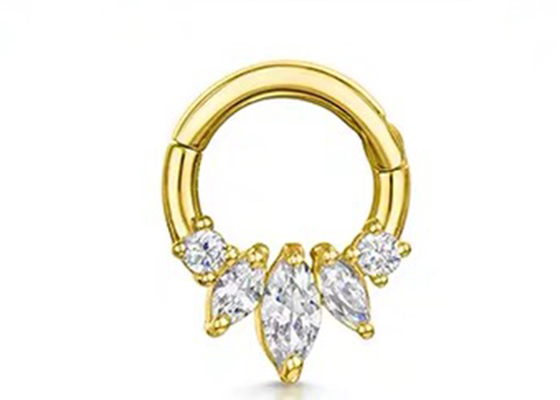 Marquise Cut 14K Gold Clicker Piercing Typ ustawienia czterech pazurów dla przegrody Daith Nose