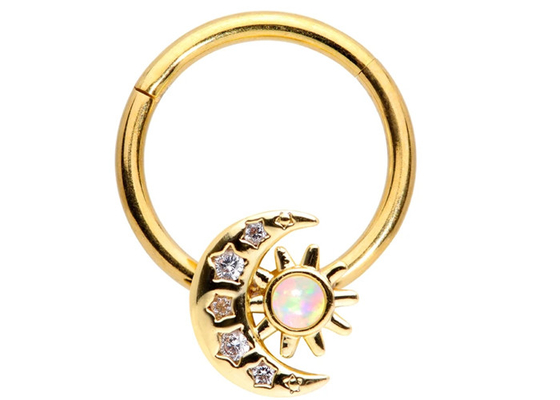 Solidne 18-karatowe złoto Piercing Nose Moon Sun Shape z 0,06ct SI2 Natural Diamonds ODM