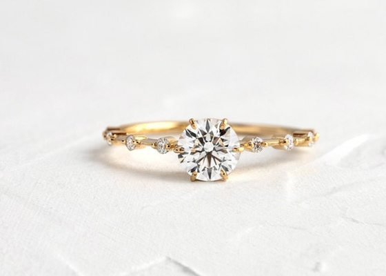 1,0-karatowe pierścionki z diamentami Moissanite, okrągłe pierścionki zaręczynowe 6,5 mm ODM