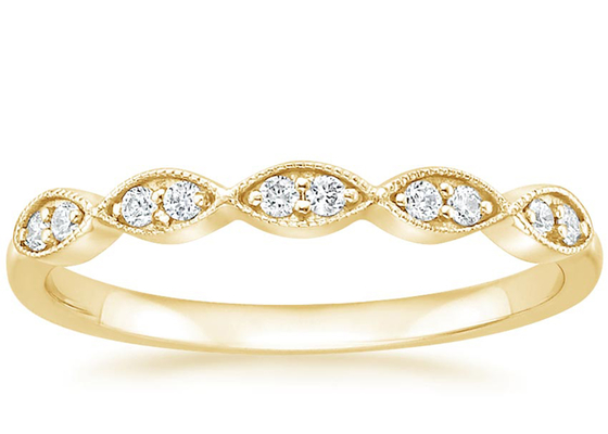 Marquise Shape 14K żółte złoto pierścionek z biżuterią 1mm-2mm rozmiar Bar ustawienie typu