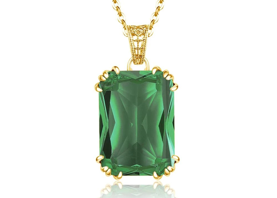 Vintage 14K złote naszyjniki 2,67 ct 8 × 10 mm z naturalnym szmaragdowym wisiorkiem