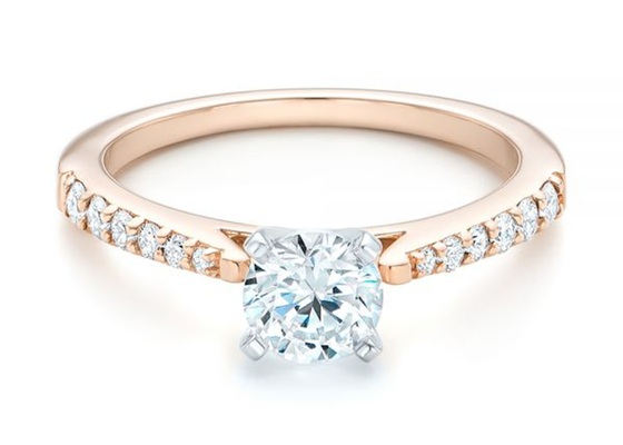 Claw Setting Pierścienie z Moissanite w kolorze różowego złota 5,5 mm rozmiar OEM ODM