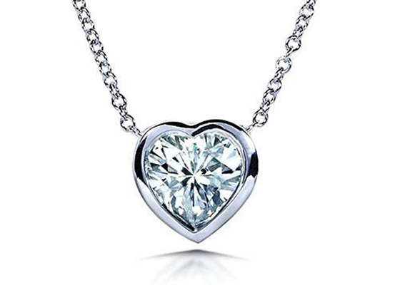 16-calowe 14K złote naszyjniki w stylu ramki serca z 6x6mm Moissanite
