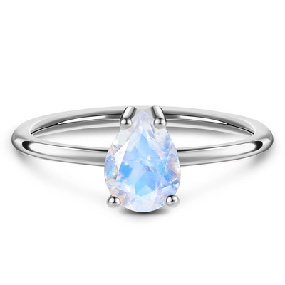 14-karatowa róża złota perła Cut Dainty Moonstone Biżuteria Prosty pierścionek z kamieniem księżycowym