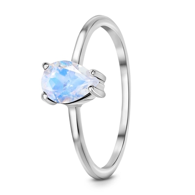 14-karatowa róża złota perła Cut Dainty Moonstone Biżuteria Prosty pierścionek z kamieniem księżycowym