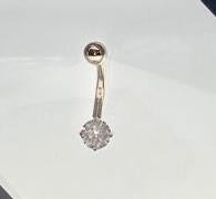 Solidny 14-karatowy złoty pierścionek do brzucha z biżuterią do ciała z prawdziwym diamentem 16g