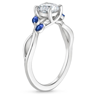 Marquise Cut Blue Moissanite Wedding Ring 18K białe złoto z Lab Grown Diamond Women Jewelry