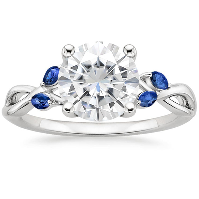 Marquise Cut Blue Moissanite Wedding Ring 18K białe złoto z Lab Grown Diamond Women Jewelry