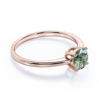Gem's Beauty świąteczne prezenty dla niej 0,63CT kwadratowy kształt naturalny mech agat tam kamień pierścionek zaręczynowy w 925 Sterling