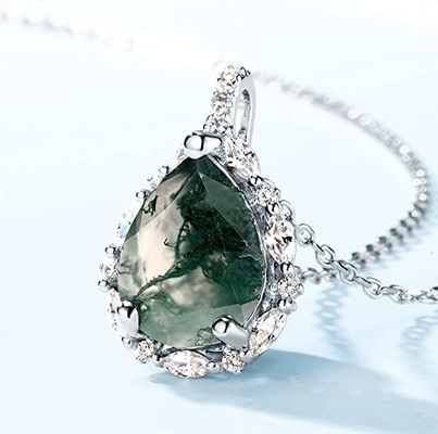 Solidne różowe złoto 1,25 ct inspirowane naturalnym liściem agatu mchu Biżuteria Cluster Emerald Aquatic