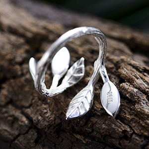 925 Sterling Silver Marquise Shape Jade Aventurine otwarte pierścienie z liśćmi oliwne pierścienie z liśćmi ręcznie robiona biżuteria wyjątkowe prezenty dla Wo
