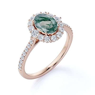 Emerald Cut Antique Aquatic Green Agate Stone Ring Hipoalergiczny