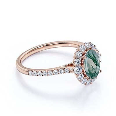 Emerald Cut Antique Aquatic Green Agate Stone Ring Hipoalergiczny