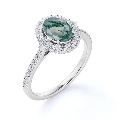 Emerald Cut Antique Aquatic Green Agate Stone Ring Hipoalergiczny