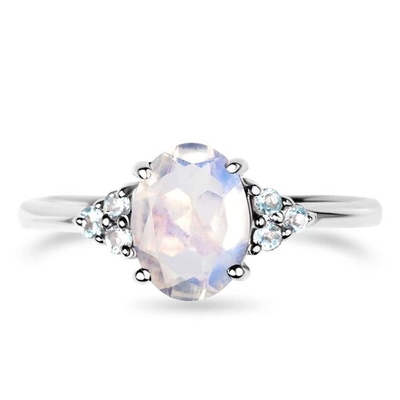 Art Unique 925 Sterling Silver naturalny niebieski surowy kamień księżycowy pierścionek z kamieniem księżycowym projekt biżuterii
