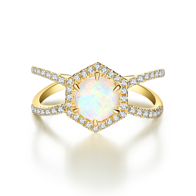 Różowe złoto platerowane 925 Sterling Silver Rainbow Fasetowany kamień księżycowy Biżuteria Gruszka Cut Halo Moonstone &amp; CZ Pierścionek zaręczynowy