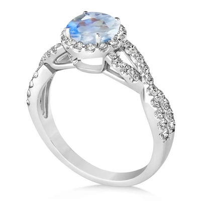 Sterling Silver Round Cut Moonstone Biżuteria CZ Twisted Engagement Ring Urodziny Moonstone Gemstone Jewelry