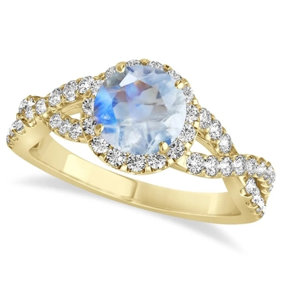 Sterling Silver Round Cut Moonstone Biżuteria CZ Twisted Engagement Ring Urodziny Moonstone Gemstone Jewelry