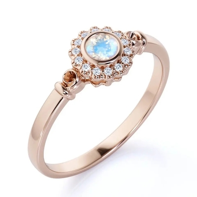 Kobiety 925 Sterling Silver naturalny niebieski kamień księżycowy pierścionek z kamieniem księżycowym projekt biżuterii