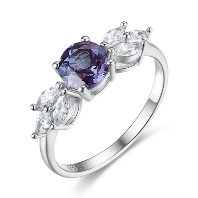 925 Sterling Silver Rose gold 1 Carat Flower Halo Ring Rainbow Moonstone Ring