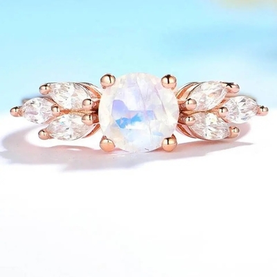 Kobiety 925 Sterling Silver naturalny niebieski kamień księżycowy pierścionek z kamieniem księżycowym projekt biżuterii