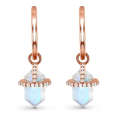 925 Sterling Silver Biżuteria z kamienia naturalnego Sześciokąt Cut Blue Rainbow Moonstone Stadniny Kolczyki