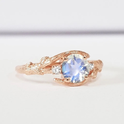 925 Sterling Silver CZ Biżuteria Delikatne pierścionki Natural Faceted Blue Moonstone Ring