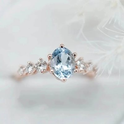 925 Sterling Silver Fashion Design Znakomity delikatny pierścionek z kamieniem księżycowym