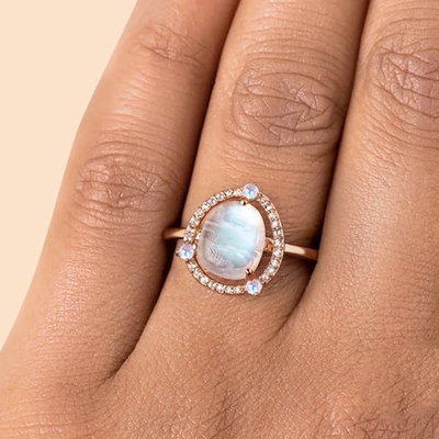 Solidna 925 Sterling Silver 18K pozłacany pierścionek Vintage pierścionek z kamieniem księżycowym najlepszy styl Sliver Factory Jewelry
