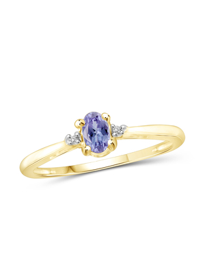 0,25-karatowy tanzanit 0,925 Sterling Silver Ring Biżuteria z białym diamentem – Pierścionki z kamieniami szlachetnymi z hipoalergicznym