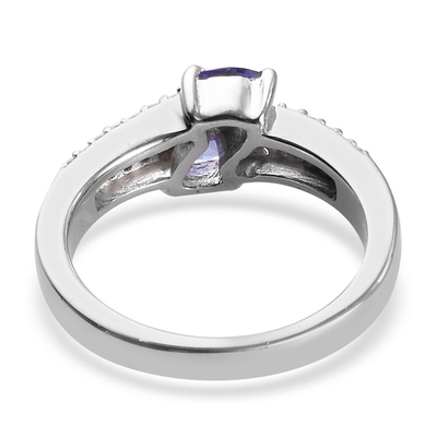 0,25-karatowy tanzanit 0,925 Sterling Silver Ring Biżuteria z białym diamentem – Pierścionki z kamieniami szlachetnymi z hipoalergicznym