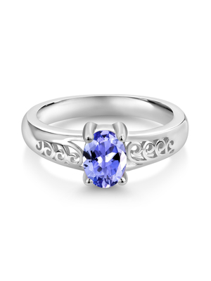 0,25-karatowy tanzanit 0,925 Sterling Silver Ring Biżuteria z białym diamentem – Pierścionki z kamieniami szlachetnymi z hipoalergicznym