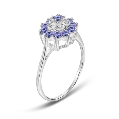 Ross-Simons 2,50 ct. tw Tanzanit i .20 ct. tw Pierścionek z białą cyrkonią w srebrze