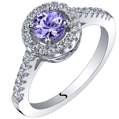 Gem Stone King 0,87 ct okrągły niebieski tanzanit biały topaz 925 Sterling Silver Bypass Ring