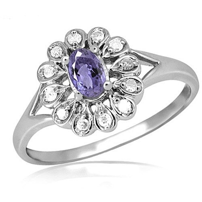 SShop LC Women Platinum over 925 Silver Blue Tanzanit Birthstone Cyrkonowy pierścionek Rozmiar 8 Prezenty