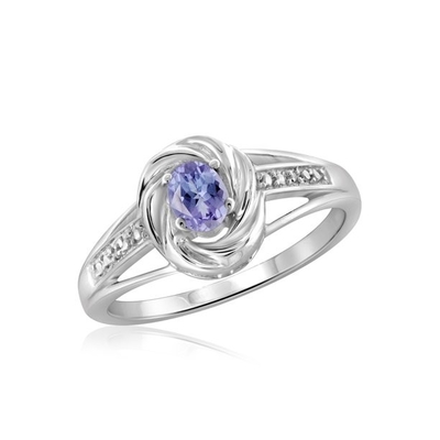 SShop LC Women Platinum over 925 Silver Blue Tanzanit Birthstone Cyrkonowy pierścionek Rozmiar 8 Prezenty