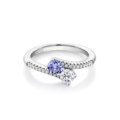 SShop LC Women Platinum over 925 Silver Blue Tanzanit Birthstone Cyrkonowy pierścionek Rozmiar 8 Prezenty