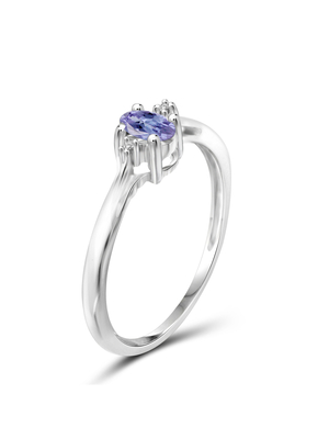 Gem Stone King 0,18 ct Niebieski tanzanit Srebrny pierścionek próby 925 z 10-karatowym żółtym złotem Pierścionek z zębami